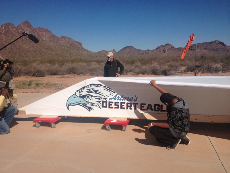 a paper plane named Desert Eagle